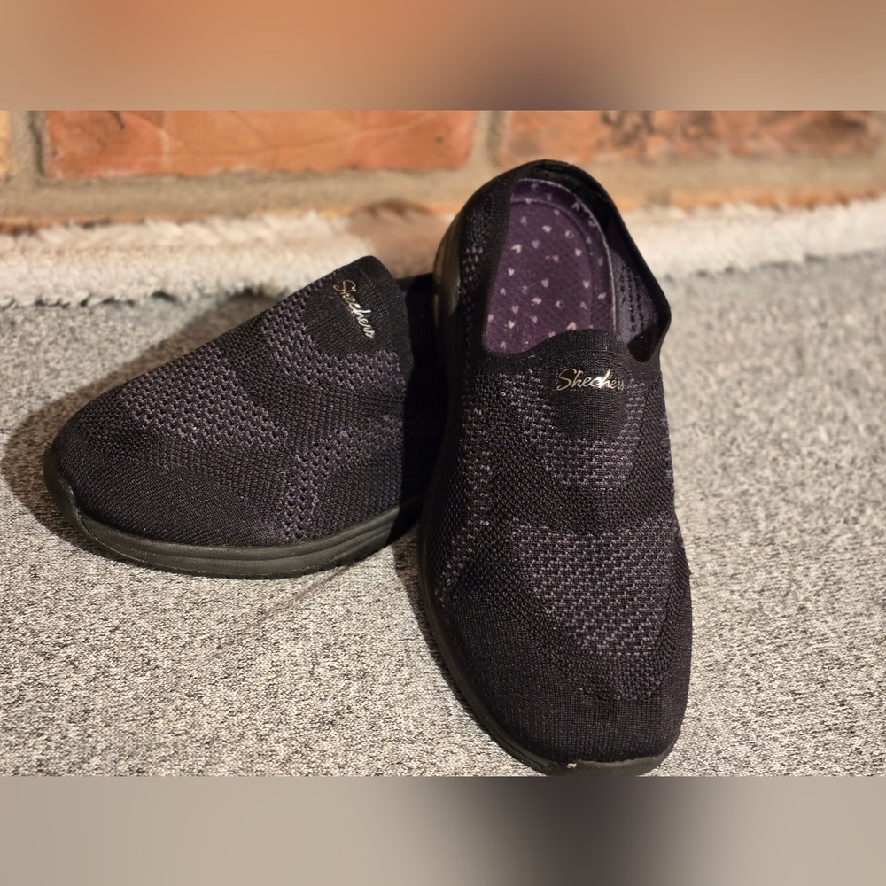 Skechers Shoes Womens Size 7.5 Slip On Comfort Mesh Walking Sneakers Black